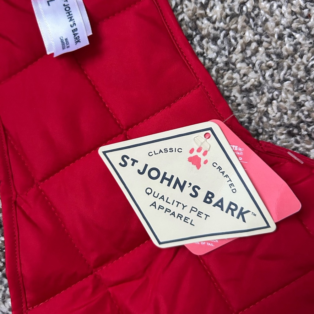 St. John’s Bark NWT Red Quilted Dog Jacket size large - Picture 3 of 5